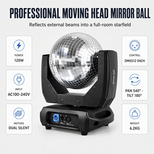 Lumière de scène à tête mobile DMX512 de 25 cm pour boule disco, idéale pour boîte de nuit, fête, mariage, église, <span class=keywords><strong>DJ</strong></span>, club 540 °   Pan 180 °   Inclinaison - Product Image 3