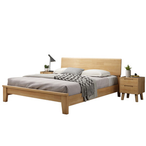 Lit en bois massif de style nordique, lit double plateforme de 1,8 m, mobilier de chambre moderne et minimaliste, structure durable à sommier haut - Product Image 4