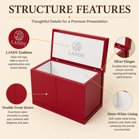 Boîte de présentation de parfum en bois rouge de luxe, double porte, finition laquée piano, logo personnalisé, emballage de parfum de niche