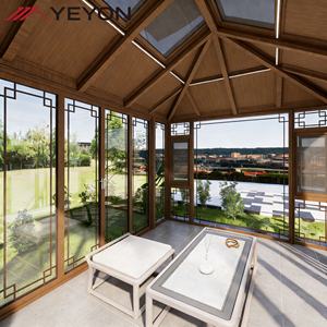 Pavillon chinois préfabriqué directement <span class=keywords><strong>de</strong></span> l'usine avec <span class=keywords><strong>toit</strong></span> polygone, <span class=keywords><strong>abri</strong></span> <span class=keywords><strong>de</strong></span> <span class=keywords><strong>jardin</strong></span> en aluminium et verre pour villa résidentielle et patio - Product Image 3