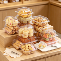 Boîtes à pâtisserie transparentes en PET de qualité alimentaire, multi-tailles, empilables, pour biscuits, muffins, desserts, emballage en coquille, commande en gros OEM