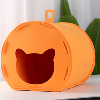Coussin acoustique pour animaux de compagnie en forme de citrouille, lit pour chat en peluche épaisse, nid douillet et chaud pour petits chiens et chats, lavable