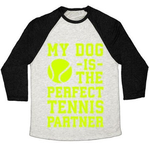 Mi perro es el compañero de tenis perfecto, camiseta de béisbol unisex de mezcla triple - Product Image 4