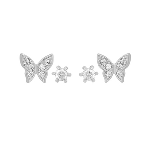Ensemble de boucles d'oreilles papillon en argent sterling de 5.5mm à la mode en gros - Product Image 3
