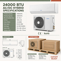 Climatiseur solaire hybride 24000 BTU AC DC Inverter mural, ensemble complet, refroidissement et chauffage alimentés par l'énergie solaire, pour la maison, le bureau, la boutique, la salle
