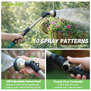 SUNSHINE <span class=keywords><strong>Pistola</strong></span> <span class=keywords><strong>de</strong></span> <span class=keywords><strong>Riego</strong></span> Manual <span class=keywords><strong>de</strong></span> Metal <span class=keywords><strong>de</strong></span> 18 Pulgadas con 10 Patrones <span class=keywords><strong>de</strong></span> Rociado, Boquilla <span class=keywords><strong>de</strong></span> Lluvia, Varilla <span class=keywords><strong>de</strong></span> <span class=keywords><strong>Riego</strong></span> para Manguera y Control <span class=keywords><strong>de</strong></span> Pulgar Ajustable 160° - Product Image 3