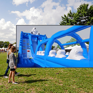 Grand toboggan gonflable gonflable gonflable <span class=keywords><strong>de</strong></span> course d'écrasement bleu fait sur commande pour le produit du fabricant d'adultes-<span class=keywords><strong>jeu</strong></span> gonflable d'amusement <span class=keywords><strong>de</strong></span> trampoline - Product Image 2