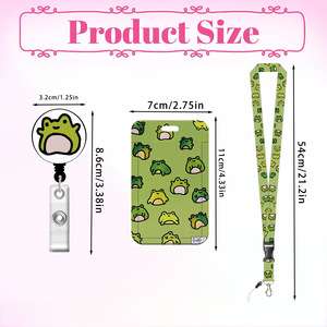 Cross-border hot-selling frog-shaped name tag lanyard, retractable and easy-pull <b>buckle</b> ID card holder, exhibition neck rope, - Product Image 2