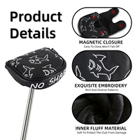 Étui de protection carré en cuir PU brodé avec logo personnalisé OEM, housse magnétique de haute qualité pour tête de putter de golf