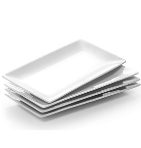 Commercial Porcelaine Assiette Ensemble Blanc Rectangulaire Porcelaine Plateaux Dessert Apéritif Salade Plaques Blanc Plateaux de service - Product Image 1