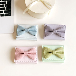 Porte-monnaie court <span class=keywords><strong>en</strong></span> cuir PU exquis et charmant avec nœud, grande capacité, durable, porte-cartes pour femmes pour un usage quotidien - Product Image 2