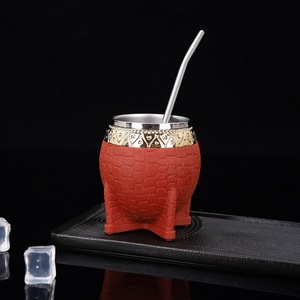 Più venduto 8oz Argentina Yerba Mate zucca personalizzata in legno <span class=keywords><strong>da</strong></span> tè con guscio in pelle in acciaio inox tazza bocca per caffè regali - Product Image 1