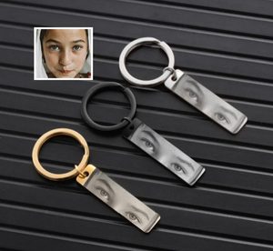 Jietao Custom in acciaio inossidabile <span class=keywords><strong>portachiavi</strong></span> in bianco occhi umani foto Laser <span class=keywords><strong>nome</strong></span> inciso sul lato posteriore non sbiadisce impermeabile regalo per mamma papà - Product Image 3