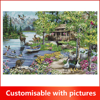 Kit de broderie au point de croix NKF Lake House Folk Art, fait main, avec tissu épais, personnalisable, vente en gros, directement de l'usine, dropshipping