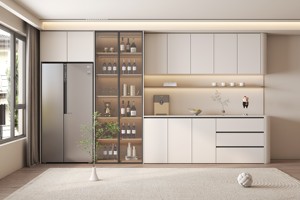 Exhibición de gabinete personalizada para sala de estar, barra de almacenamiento de vino de madera grande moderna de lujo - Product Image 4