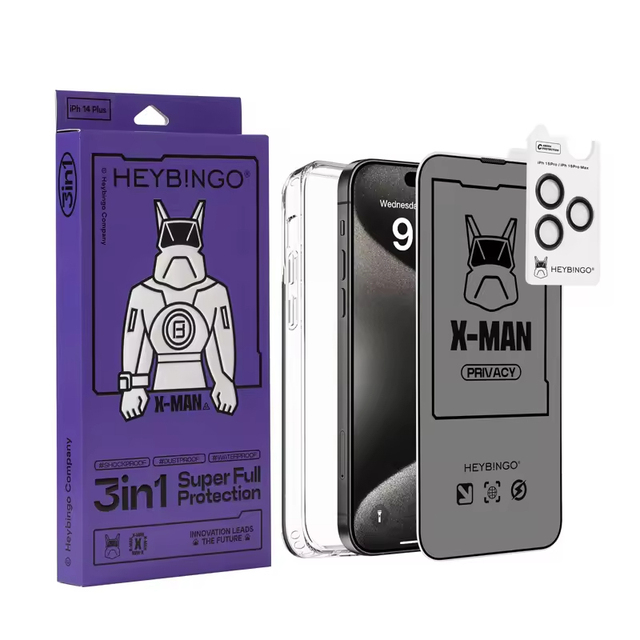 Heybingo Series 3 1 Super Anti-SPY Tempered Glass Camera Lens Protector Mobile Phone Case Compatible for iPhone 16 15 14 Pro Max