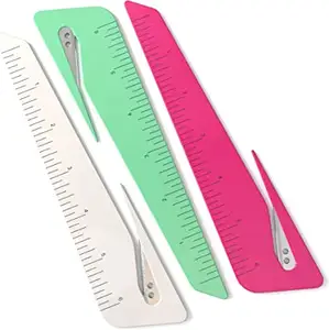 책상 눈금자 및 편지 오프너 콤보 대형 그립-다채로운 6 인치 눈금자-봉투 오프너/측정 도구