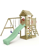 Grand ensemble de jeux d'extérieur en bois pour enfants, maison de jeu en bois avec toboggan et balançoire pour jardin et école maternelle