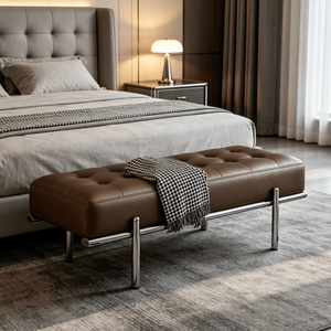 Vintage Italian Light Luxury Shoe Bench End of Bed Stool Metal Frame Entryway Bench - Product Image 3