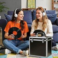 Boîte de rangement pour disques vinyles en aluminium, capacité de 32 disques, réutilisable, durable, résistante à l'eau
