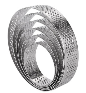 Cercles à tarte perforés pour la cuisson, en acier inoxydable antiadhésif, <span class=keywords><strong>cercle</strong></span> à gâteau rond, moule à pâtisserie pour dessert français, croûte à tarte, <span class=keywords><strong>cercle</strong></span> - Product Image 3