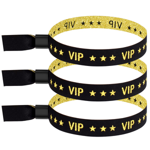 Black VIP Fabric Wristband with Star Promotional Cloth Event Wristbands for Clubs and Events