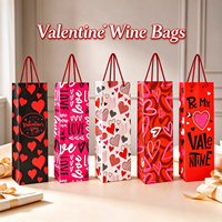 Sacs cadeaux pour vin de la Saint-Valentin, sacs en papier imprimés avec des cœurs pour l'emballage de cadeaux de fête de la Saint-Valentin