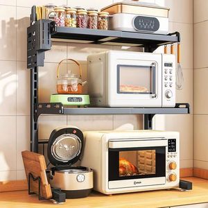 Pequeno Organizador de Cozinha de Metal de Dois Níveis, Estante Expansível Ecológica Multifuncional para Uso Doméstico, para Micro-ondas e Café - Product Image 3
