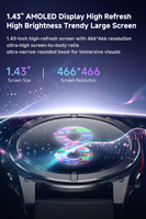 Montre connectée F8 Pro 1.43'' AMOLED, appels, étanche 5ATM, montre de sport d'extérieur, fréquence cardiaque, pression artérielle