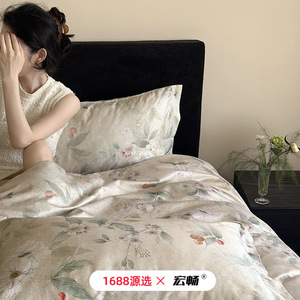 1688 X 100s Long Staple Cotton <b>Bedding</b> <b>Set</b> Satin Brushed Floral Pattern Four Seasons Use - Product Image 1