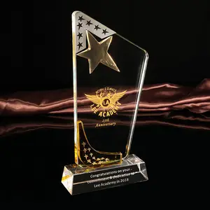 MH-NJ00305 סיטונאי גביע קריסטל מתכת כוכב פלאק קריסטל פרסים גביע