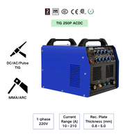 Soudeuse TIG Riland TIG 200PACDC/250PACDC monophasée 220V en acier inoxydable, nouvelle, 200/250A, numérique, IGBT, protection IP21S, prise européenne 1