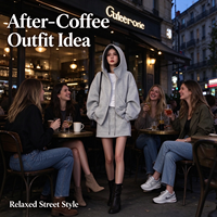 Ensemble de survêtement gris haut de gamme pour femme, jupe et pull, décontracté, printemps et automne