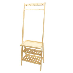 Bedroom <b>clothes</b> <b>rack</b>, household <b>clothes</b> <b>rack</b>, floor-standing, Japanese style, minimalist bamboo indoor coat <b>rack</b>, multi-layer - Product Image 1