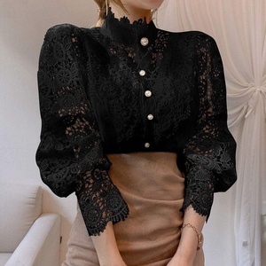 Camisas de Manga Abullonada para Mujer, Blusas de Encaje Bordado Estilo Lolita, Túnica Victoriana, Blusas Elegantes de Estilo Renacentista, Camisa de Manga Larga - Product Image 4
