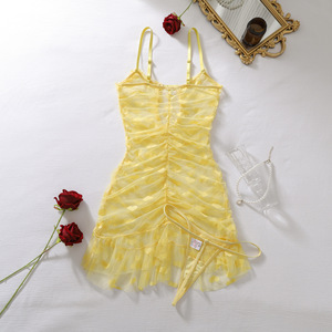 Gaun Mini Bodycon Dierlove Luxe Lemon Heart Berbahan Mesh Transparan, Label Pribadi, Dapat Disesuaikan, Desainer, Lingerie Wanita Seksi - Product Image 4