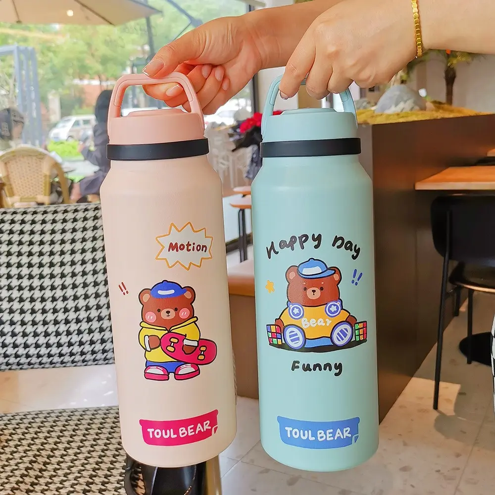 Hot selling lovely creative new large capacity stainless steel thermos cup,portable high appearance level student water mug