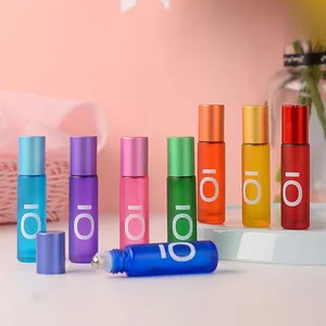 Rolo de óleo essencial vazio por atacado em frasco de 5ml 10ml frasco de rolo colorido para perfume