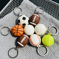 Porte-clés personnalisé en silicone 3D, ballon de sport, football, basketball, tennis, rugby, badminton, porte-clés mignon, objets décoratifs