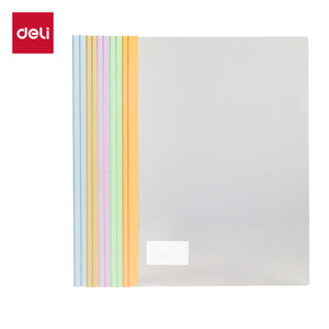 Deli <b>A4</b> Transparent Lever <b>Folder</b> Plastic <b>Document</b> Holder With Pull Rod Clip Single Color Random - Product Image 1