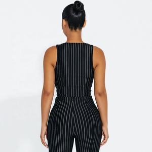 <span class=keywords><strong>Chaleco</strong></span> sin Mangas a Rayas de Moda para <span class=keywords><strong>Mujer</strong></span>, <span class=keywords><strong>Chaleco</strong></span> Corto con Botones de Alta Calidad, Chaqueta Informal de Trabajo - Product Image 5