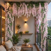 Garland Bunga Wisteria Putih Buatan 180cm, Bunga Sutra Gantung untuk Dekorasi Pernikahan, Latar Belakang, Dinding, dan Rumah