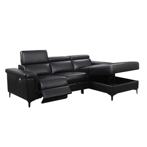 Tianhang, sofá cama Patricio de cuero transpirable negro de gama alta, juego de sofá funcional múltiple con almacenamiento y silla - Product Image 5