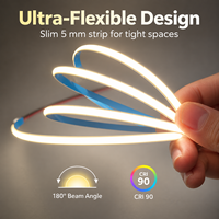 Lampu Strip LED COB 480LED/m 3mm 4mm 5mm 5V 12V 24V DC IP65 Tahan Air Bluetooth WS2812B SK6812 Addressable Dimmable