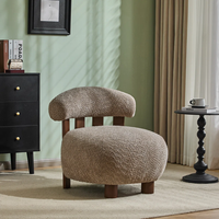 Chaise d'accent de Brown tapissée par dossier incurvé court confortable avec quatre jambes en bois pour détendre