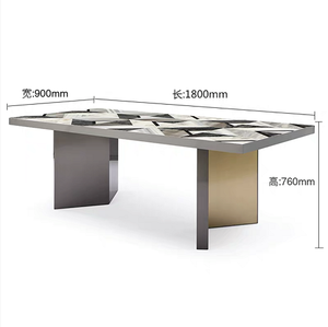 Ensemble de meubles de salle à manger de style moderne, nouveau modèle, table à manger en marbre avec chaises, 6 places - Product Image 4