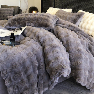 Set di Biancheria da Letto Nordico in Peluche di Coniglio Morbido e Spesso Personalizzabile in Quattro Pezzi per Tutte le Stagioni per Camera da Letto Femminile - Product Image 2