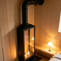 Cheminée murale au gaz - Design moderne en acier pour hôtels et villas, décoration intérieure confortable avec garantie de 5 ans