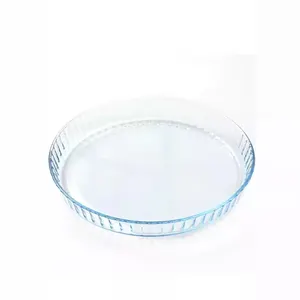 Chịu nhiệt rõ ràng Glass Pizza Pan Baking Pan lò vi sóng hộ gia đình lò 10/12 "đặc biệt lớn tấm tròn