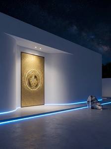 Porte d'entrée de luxe en aluminium massif, style victorien, à double battant, étanche et pare-balles, avec panneau texturé coquille de nacre, couleur <span class=keywords><strong>champagne</strong></span> - Product Image 3
